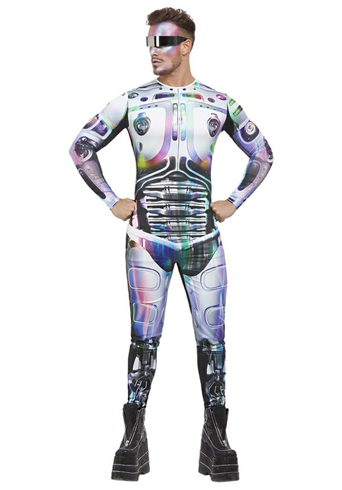 メタリック サイバー エイリアン コスチューム 男性用 大人用 ハロウィン|ラストホビー