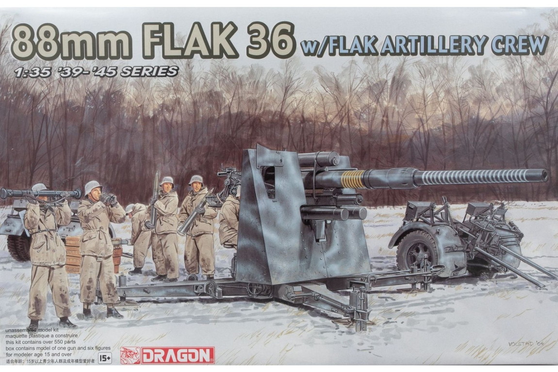 88mm FLAK 36 w/FlaK Artillery Crew 組み立てプラモキット模型 ミリタリー /Dragon 1/35｜ラストホビー