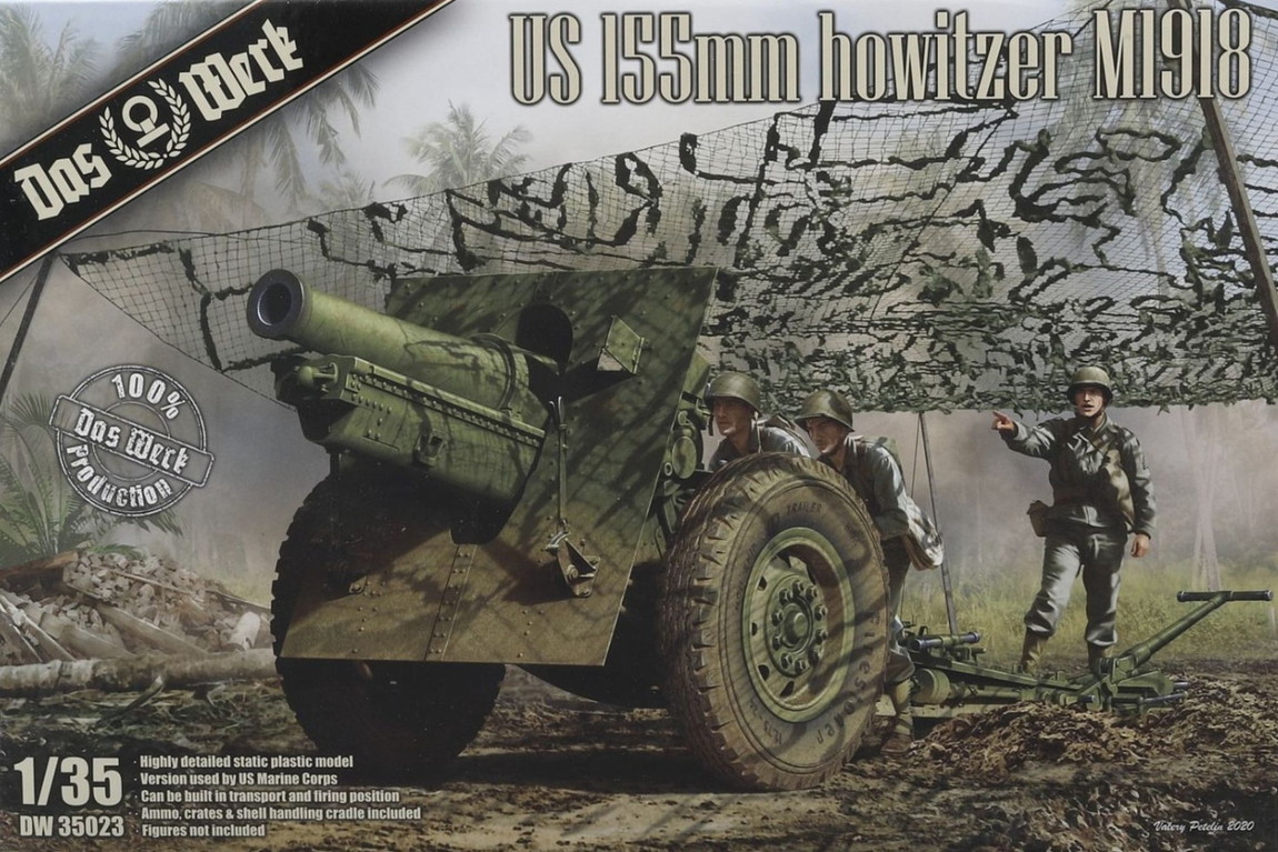 US 155mm howitzer M1918 155mm榴弾砲 組み立てプラモキット模型 /Das Werkダスヴェルク 1/35