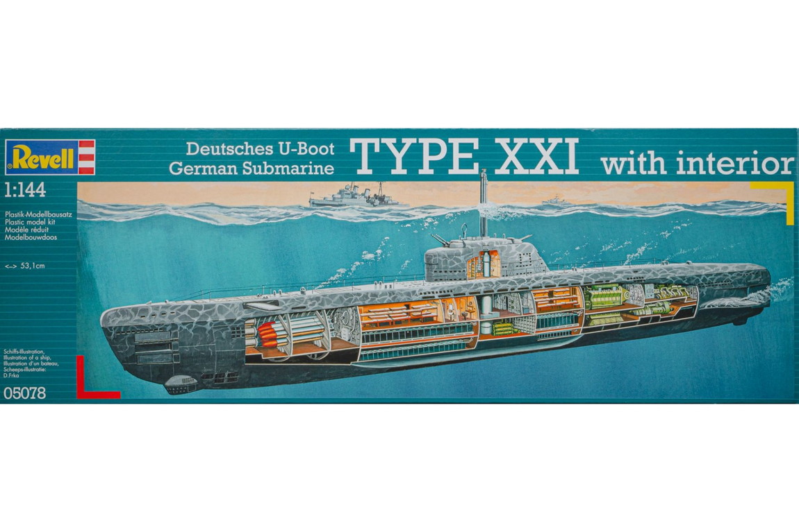 Deutsches U Boot German Submarine Type XXI w interior 組み立てプラモキット模型 /Revellレベル 1/144