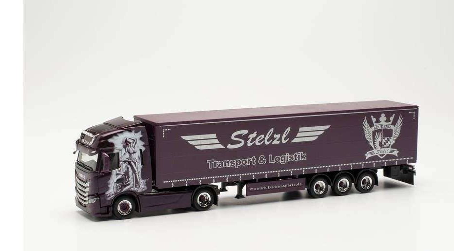 Stelzl Iveco S-Way curtainside セミトレーラー 949484 /Herpa 1/87 ミニチュア トラック 建設機械模型 工事車両|ラストホビー