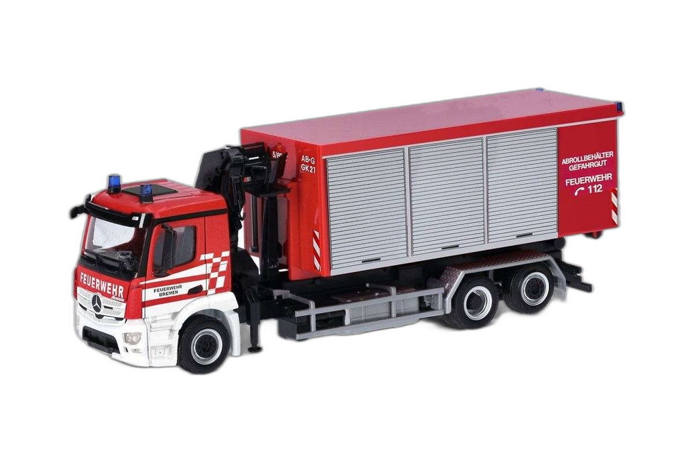 Feuerwehr Bremen Mercedes Benz Actros M/ Herpa 1/87  ひな形 ミニカー 乗り物のおもちゃ-おもちゃ
