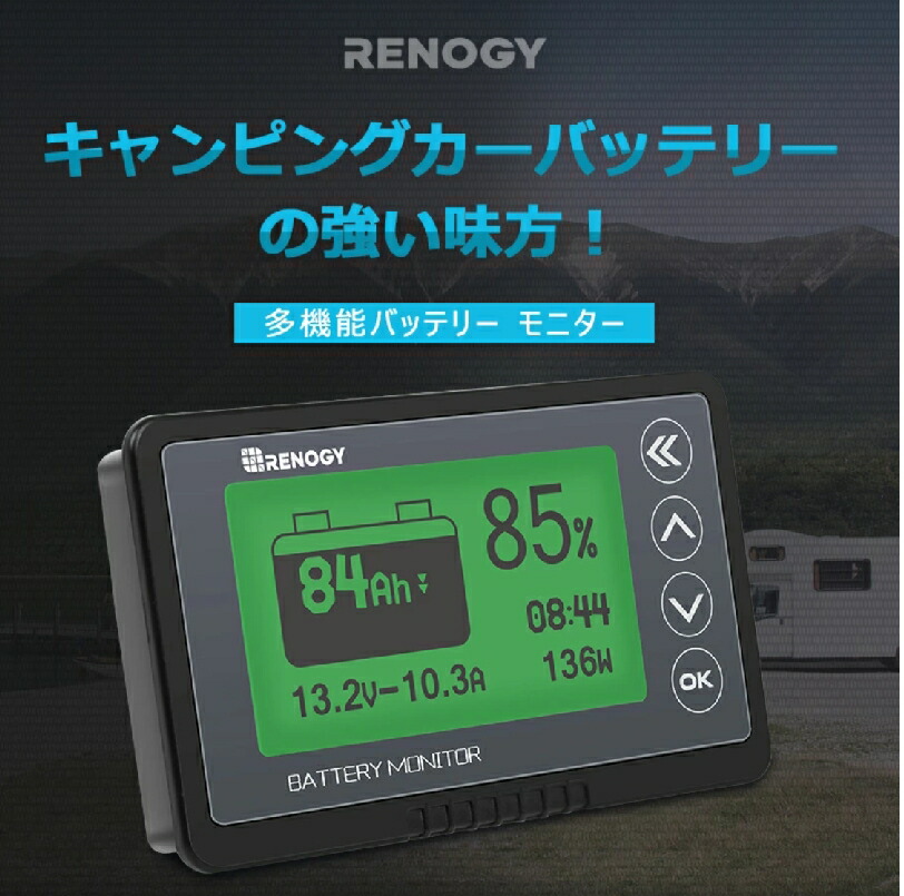 Renogy 多機能 バッテリー 残量計 チェッカー電圧計 電流計 キャンピングカー サブバッテリー用 車 Schwimmbad Delphine De