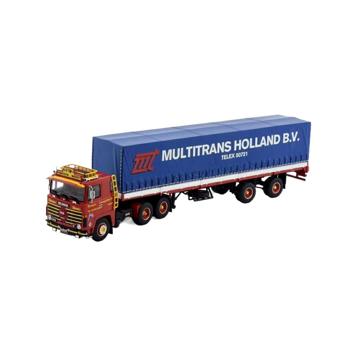 Tekno Fonteijn Scania 140 防水シートトレーラー 81886 トラック1/50 建設機械模型 工事車両