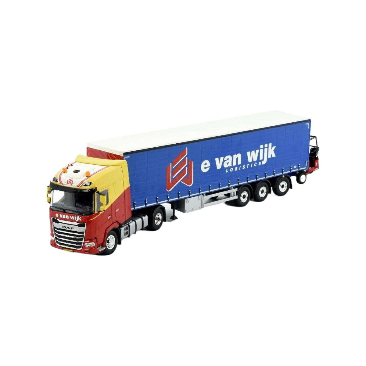 Tekno E. van Wijk DAF XG 4x2 貨物自動車積み上げるフォークリフト付き添い人カーテンサイドセミトレーラー 83736 貨物自動車1/50 組み上げる機械類ひな形 工事鉄道車両