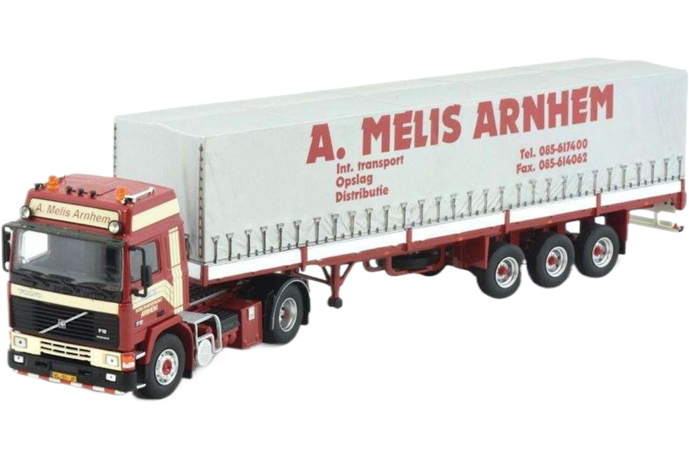 Melis Volvo F12 Globetrotter ターポリンセミトレーラー 3軸 / Tekno 1/50 建設機械模型 工事車両