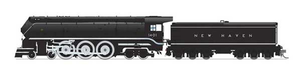 ニューヘイブン #1401 ハドソン型蒸気機関車 DC 黒・銀・オリジナル書体/Broadway Limited HOゲージ    鉄道模型 外国