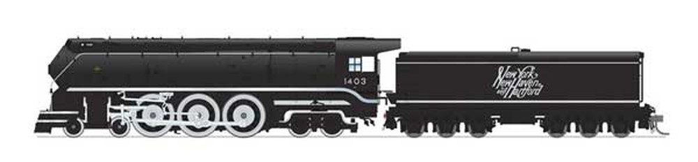 ニューヘイブン #1403 ハドソン型蒸気機関車 DC 黒・銀・大文字書体/Broadway Limited HOゲージ    鉄道模型 外国