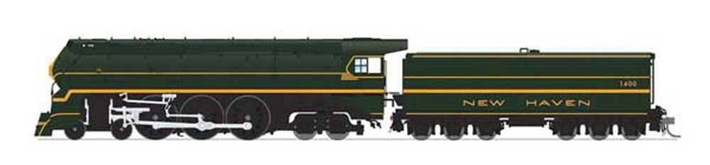 ニューヘイブン #1400 ハドソン型蒸気機関車 DC 幻想塗装 グリーン・イエロー/Broadway Limited HOゲージ    鉄道模型 外国