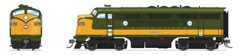 CN #9003, 9004 EMD F3 A-Bセット サウンド・DCC搭載グリーン・デュラックスゴールド/Broadway Limited HOゲージ    鉄道模型 外国
