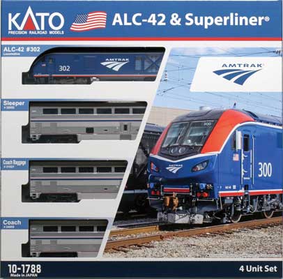 Siemens ALC-42 チャージャー & 3両編成トレインセット スタンダードDC アムトラック #302 寝台車 客車 客車荷物車/KATO USA Nゲージ    鉄道模型 外国