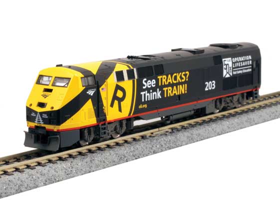 GE P42 ジェネシス DCC アムトラック #203 オペレーション・ライフセーバー 50周年記念 ブラック イエロー/KATO USA Nゲージ    鉄道模型 外国
