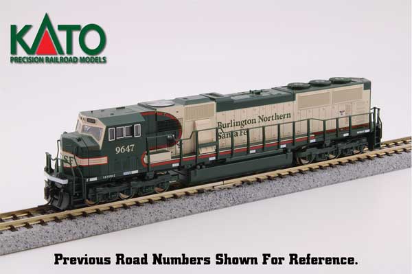 EMD SD70MAC キャブヘッドライト DCC バーリントンノーザンサンタフェ #9647 アーリーマージャー ワーボンネット クリーム グリーン/KATO USA Nゲージ    鉄道模型 外国