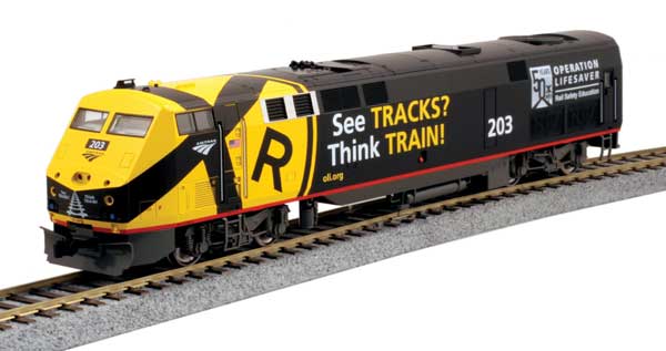 GE P42 ジェネシス スタンダードDC アムトラック #203 オペレーション・ライフセーバー 50周年記念 ブラック イエロー/KATO USA HOゲージ    鉄道模型 外国
