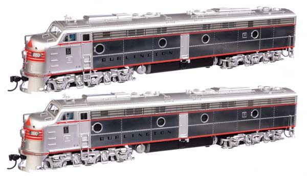 EMD E9 AA with LokSound 5 サウンド＆DCC シカゴ・バーリントン＆クインシー #9990 & 9993 (メッキ側面)/Walthers HOゲージ    鉄道模型 外国