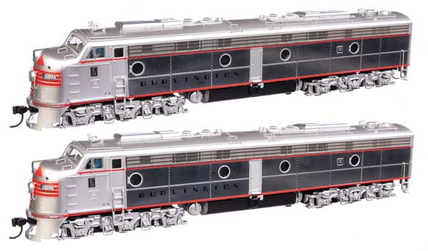 EMD E9 AA  Standard DC シカゴ・バーリントン＆クインシー #9989A, 9989B (メッキ側面)/Walthers HOゲージ    鉄道模型 外国