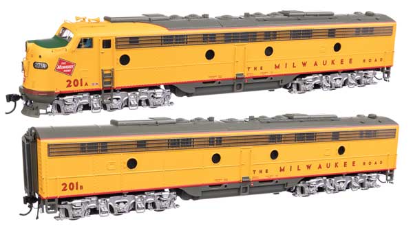 EMD E9A  B  Standard DC  シティ・オブ・サンフランシスコ ミルウォーキー・ロード #201A, 201B (イエロー、グレー、レッド)/Walthers HOゲージ    鉄道模型 外国