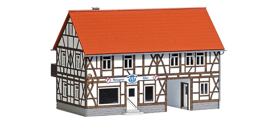 HOゲージ 鉄道模型 Busch ブッシュ Country butcher shop Adler real wooden framework kit|ラストホビー