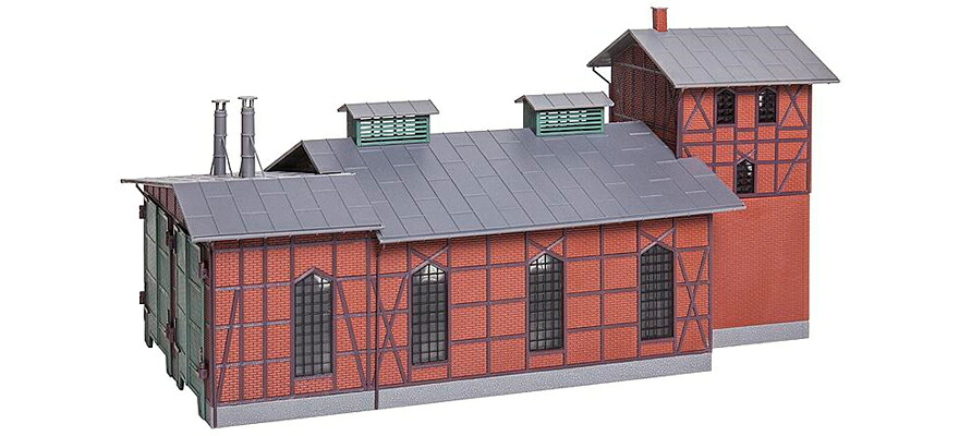 HOゲージ 鉄道模型 Faller ファラー 機関庫 2庫 Era II Engine house 2 stalls Period II|ラストホビー