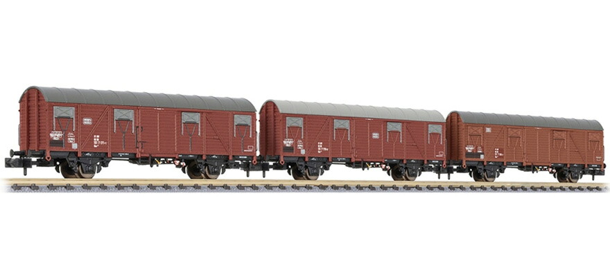 Nゲージ 鉄道模型 貨車 Liliput リリパット DB Gbs 245 Era IV 3 part Set of boxcars DC|ラストホビー