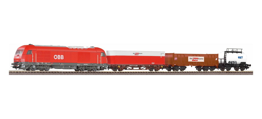 HOゲージ 鉄道模型 Piko ピコ OeBB Hercules with 3 freight cars Starter set PIKO A track bedding DC｜ラストホビー