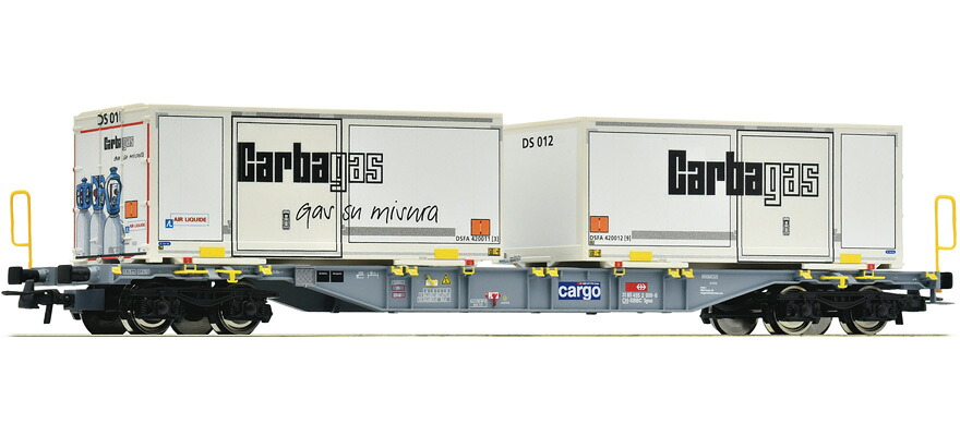 HOゲージ 鉄道模型 コンテナ車 Roco ロコ SBB Cargo Sgnss Era VI Container wagon Sgnss DC