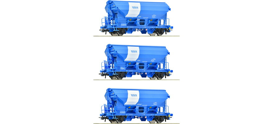 HOゲージ 鉄道模型 Roco ロコ Duslo 3 piece set swing roof wagon Era VI DC