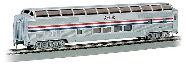 アムトラック バド 85フィート フルレングス ドーム客車 ライト付 完成品 シルバーシリーズ フェーズ3 (赤・青等幅ストライプ) / Bachmann HOゲージ 鉄道模型 外国鉄道｜ラストホビー 13,348円