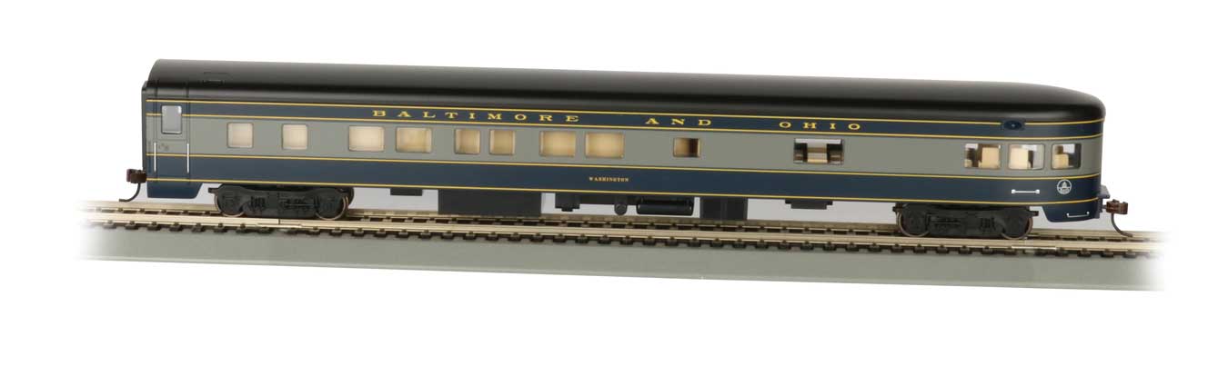 ボルチモア & オハイオ鉄道 85フィート スムースサイド 展望車 ライト付 完成品 / Bachmann HOゲージ 鉄道模型 外国鉄道|ラストホビー