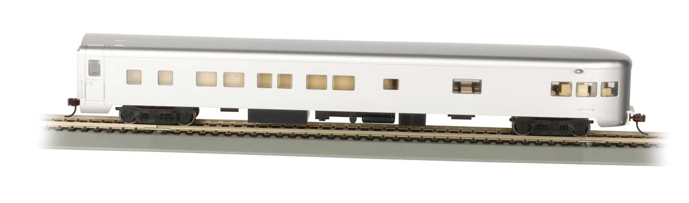 85フィート スムースサイド 展望車 ライト付 完成品 塗装済・レタリングなし (アルミニウム) / Bachmann HOゲージ 鉄道模型 外国鉄道|ラストホビー