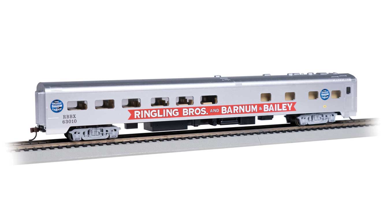 リングリング・ブラザーズ・アンド・バーナム・アンド・ベイリー 85フィート スムースサイド 食堂車 (パイ・カー) #63010 室内灯付 完成品 / Bachmann HOゲージ 鉄道模型 外国鉄道｜ラストホビー