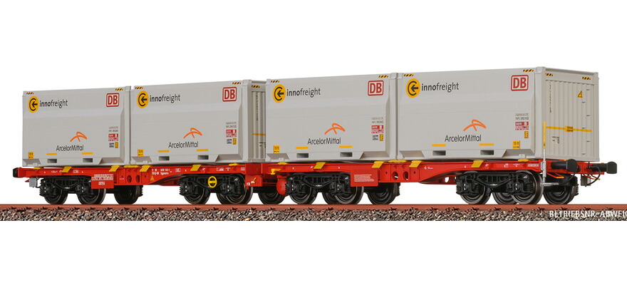 HOゲージ 貨車 Brawa Sggmmrrs ArcelorMittal コンテナ貨車 DB AG Era VI DC｜ラストホビー