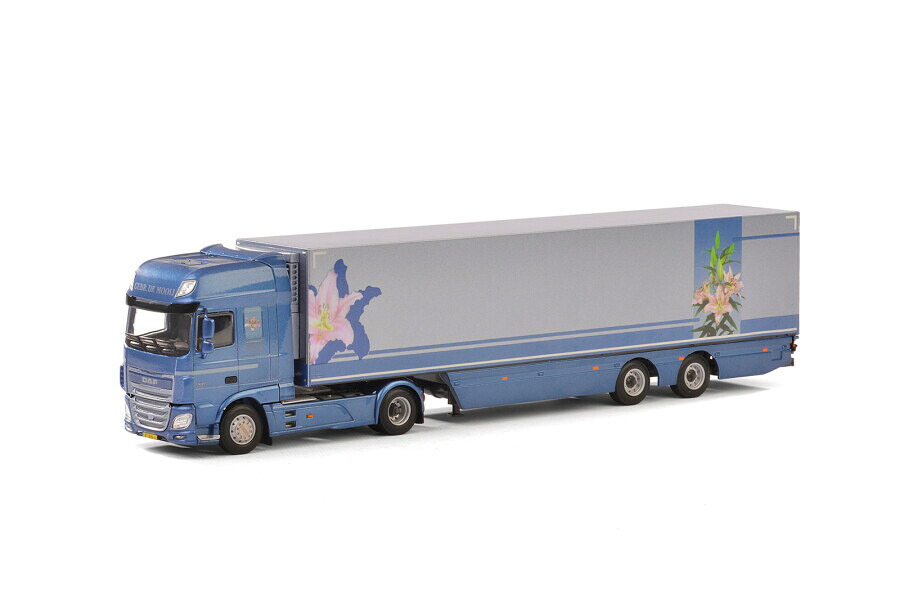 DAF XF SUPER SPACE CAB 4x2 リーファートレーラー 2軸 Gebr. De Mooi / WSI 1/50 作り上げる機械類 ひな形