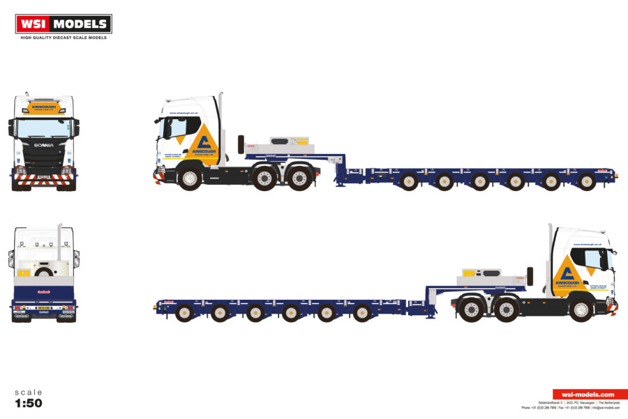 【予約】2026年発売予定 Scaniaスカニア S HIGHLINE CS20H 6X4 MANOOVR - 6 AXLE Ainscough / WSI 1/50 建設機械 模型