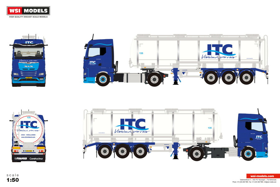 【予約】2026年発売予定 MAN TGX GM 4X2 タンクトレーラー 3軸 ITC Holland Transport / WSI 1/50 建設機械 模型