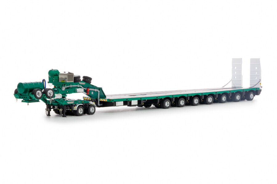 Drakeドレイク METALLIC GREEN 2X8 DOLLY + 7X8 STEERABLE LOW LOADER / WSI 1/50 建設機械 模型｜ラストホビー