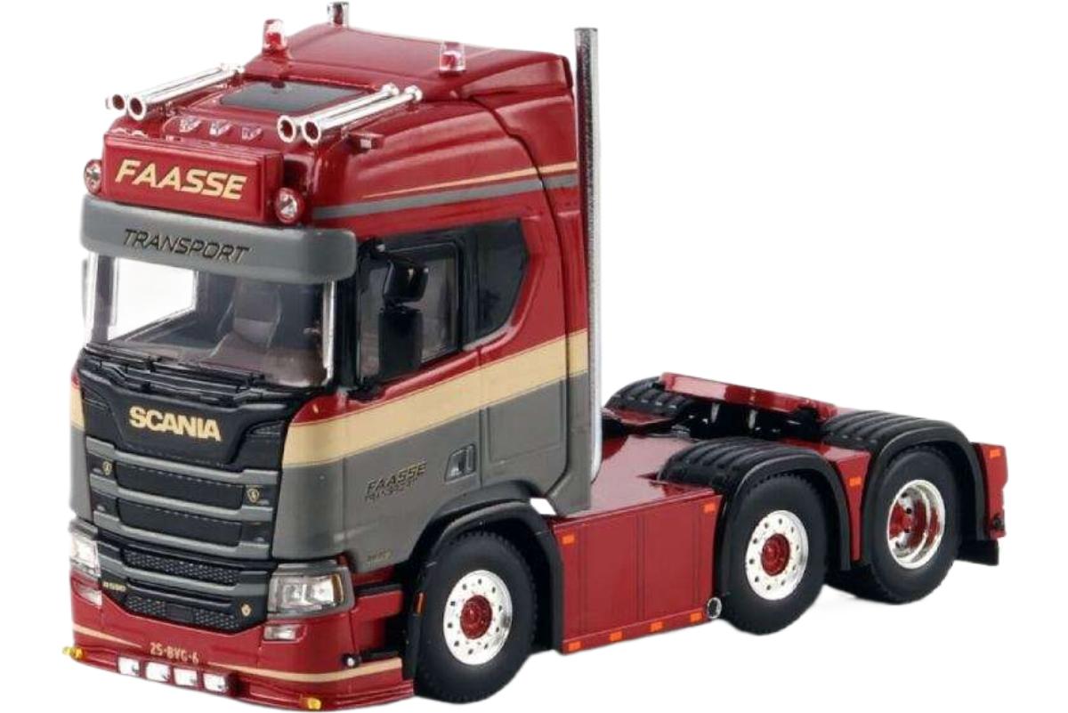 Faasse Transport Scania R Highline CR20H 6x2 ツインステア 貨物自動車 / WSI 1/50 作り上げる機械類ひな形 工事鉄道車両
