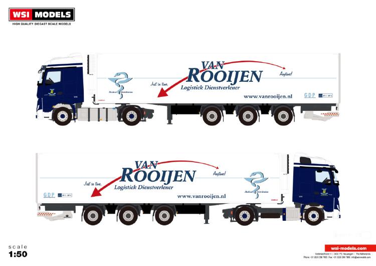 2023年3月以降発売予定Van Rooijen Logistiek B.V.; MERCEDES-BENZ ACTROS MP5 STREAM SPACE 4X2 REEFER TRAILER TRIDEC 3軸 トラック 建設機械模型 工事車両 WSI 1 50 ミニチュア