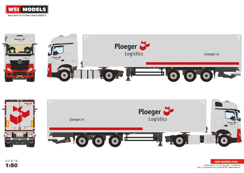 【予約】4-6月以降発売予定PLOEGER LOGISTICS; MERCEDES-BENZ ACTROS MP5 BIG SPACE 4X2 BOX TRAILER - 3 AXLE トラック /WSI 1/50 建設機械模型 工事車両|ラストホビー