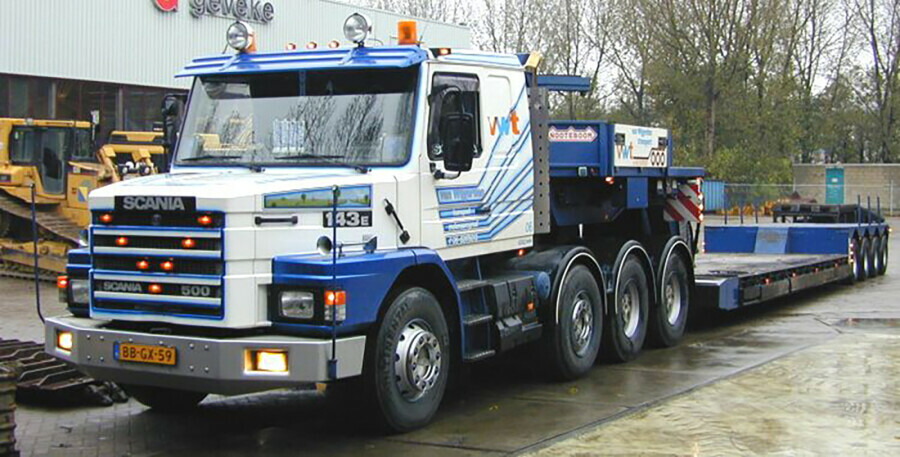 【予約】VAN WIJGERDEN TRANSPORT SCANIA 3 SERIES TORPEDO 8X4 EURO LOW LOADER 4軸 トレーラー/WSI 1/50 建設機械模型 工事車両