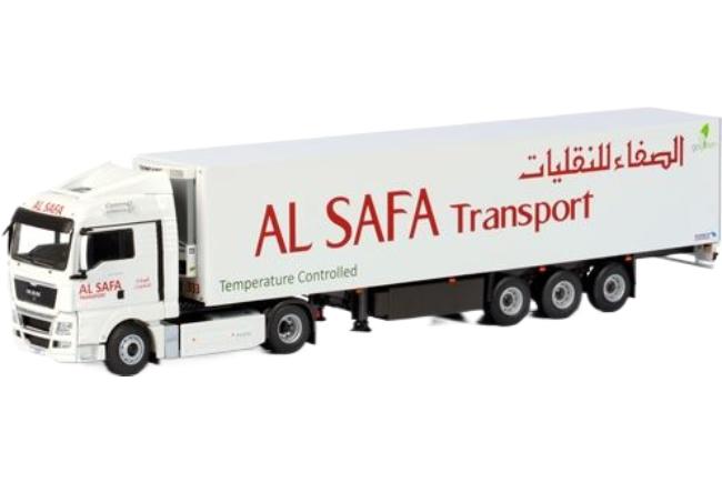 Al Safa Transport MAN TGX XLX 冷蔵トレーラ / WSI 1/50 作り上げる機械類ひな形 工事鉄道車両