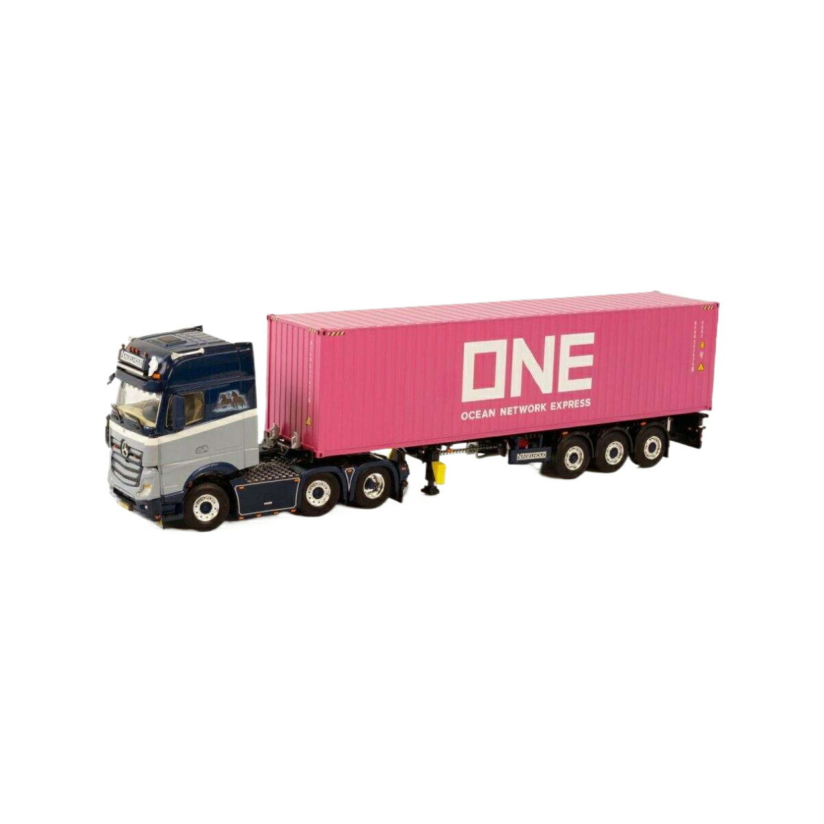 Nagelhoud Transport Mercedes Benz Actros MP4 GigaSpace 6x2 TwinSteer Containerchassis 3axle 40ft Container トレーラー / WSI 1/50 建設機械模型 工事車両