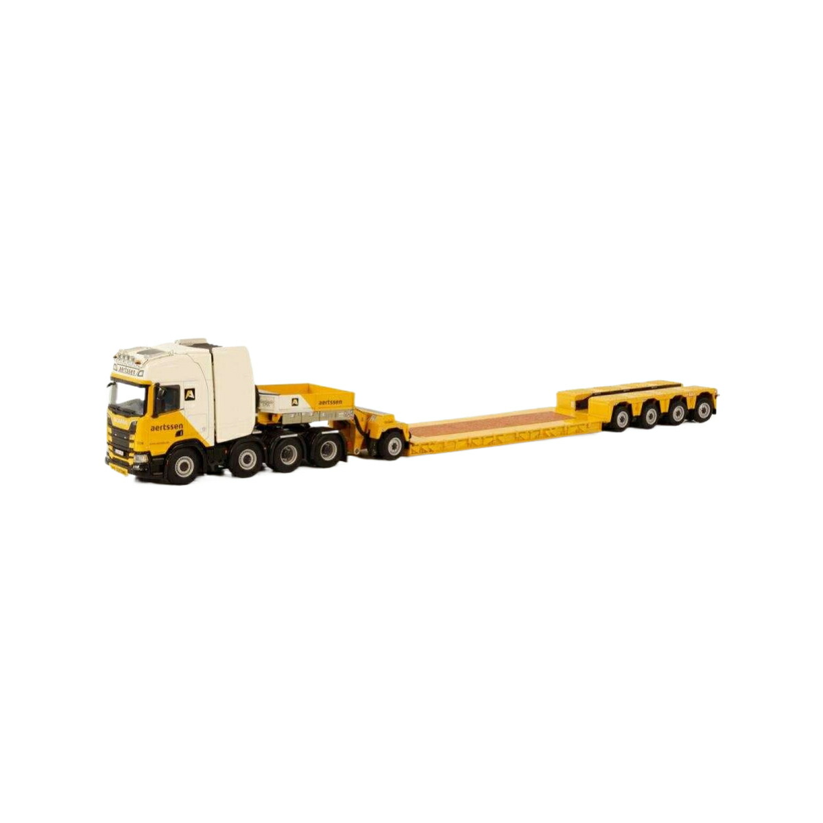 Aertssen Scania R Highline CR20H 8x4 Semilowloader 4axle + Dolly 1axle  トレーラ / WSI 1/50 組みたてる機械類ひな型 工事鉄道車両