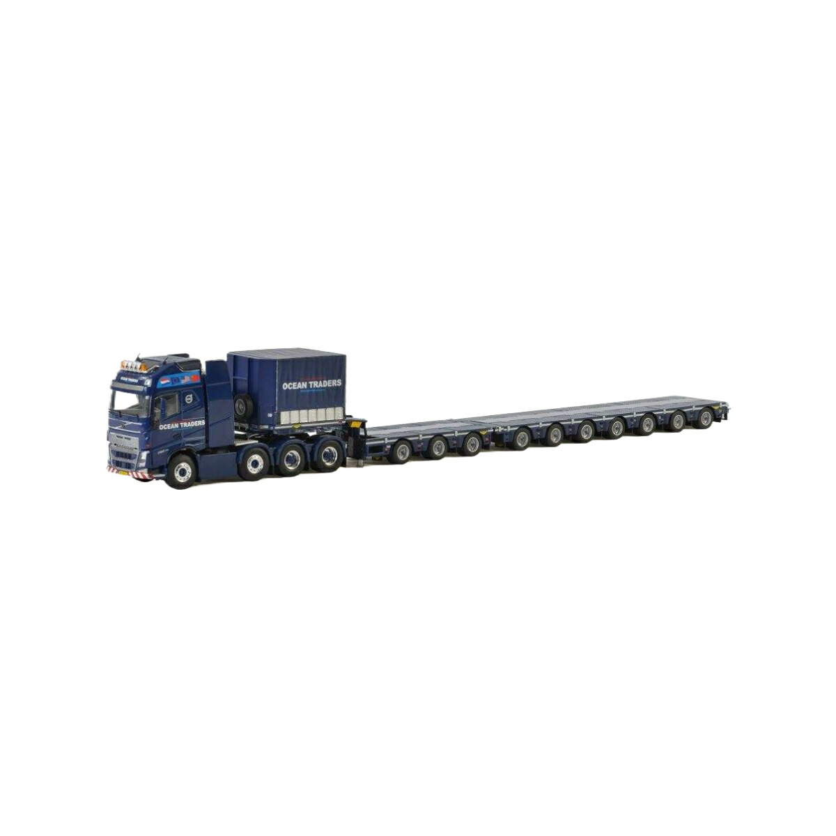 Ocean Traders VOLVO FH4 GLOBETROTTER XL 8X4 lowloader 7 axle + DOLLY 3 axle + ballastbox  トレーラ / WSI 1/50 組み上げる機械類ひな形 工事鉄道車両