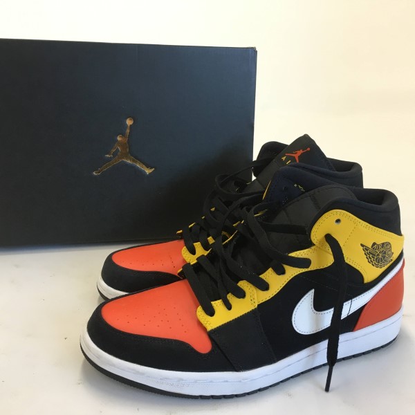 【中古】NIKE AIR JORDAN 1 MID SE ナイキ エアジョーダン 1 ミッド SE スニーカー 852542-087 サイズ27cm ブラック×イエロー×オレンジ 箱あり 02r11911 中古品  【牛久店】