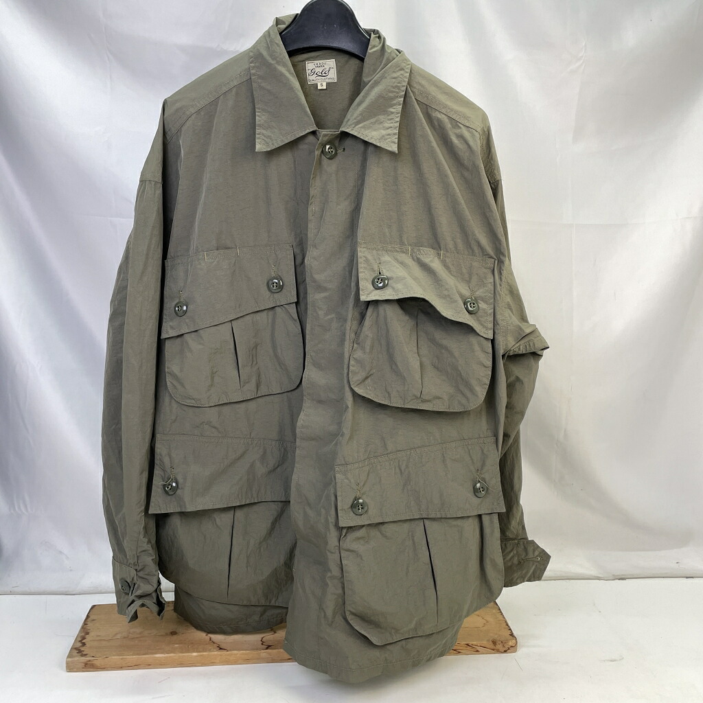 【中古】 ゴールド GOLD  NYLON WEATHER JUNGLE FATIGUE JACKET ナイロンジャングルファティーグジャケット カーキ緑であること  大いさS  メンズ   ナイロン  GL14804  中古品 01w00127  【結城店】 メンズファッション-コート・ジャケット