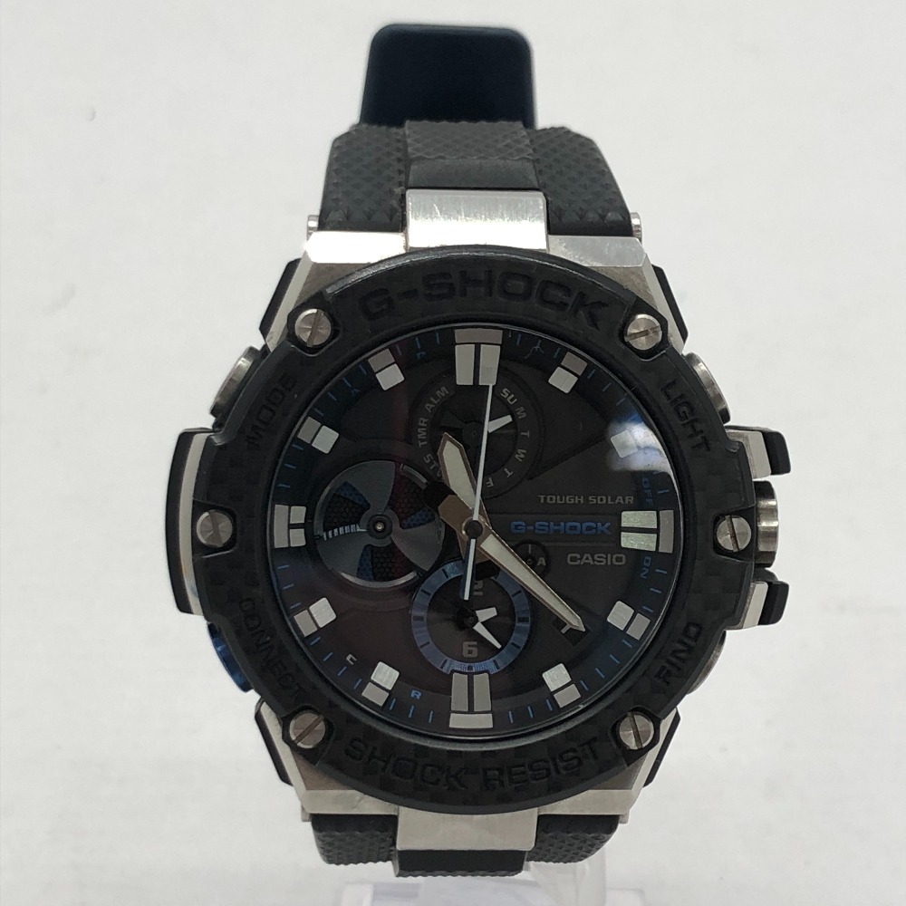 04w0528∞※【中古】 G-SHOCK Gショック CASIO カシオ 腕時計 GST-B100 ブラック×シルバー クロノグラフ タフソーラー Gスチール【八王子店】