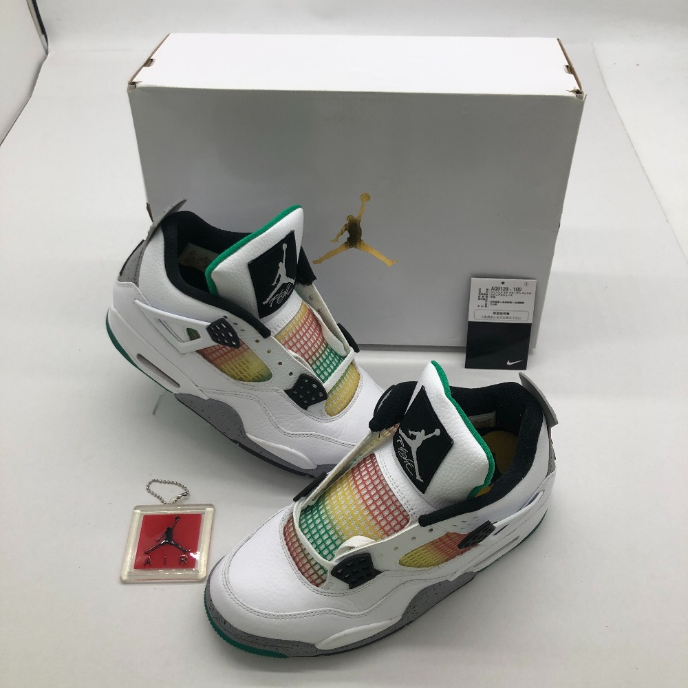 【中古】04w0727∞※ NIKE WMNS AIR JORDAN 4 RETRO ナイキ ウィメンズ エア ジョーダン 4 レトロ AQ9129-100 ホワイト/ブラック-ユニバーシティレッド/ラシッド グリーン 25.5cm スニーカー 【八王子店】