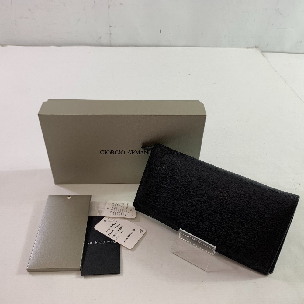 04w1299∞※【中古】 GIORGIO ARMANI ジョルジオアルマーニ 長財布 ブラック 付属品あり 【八王子店】