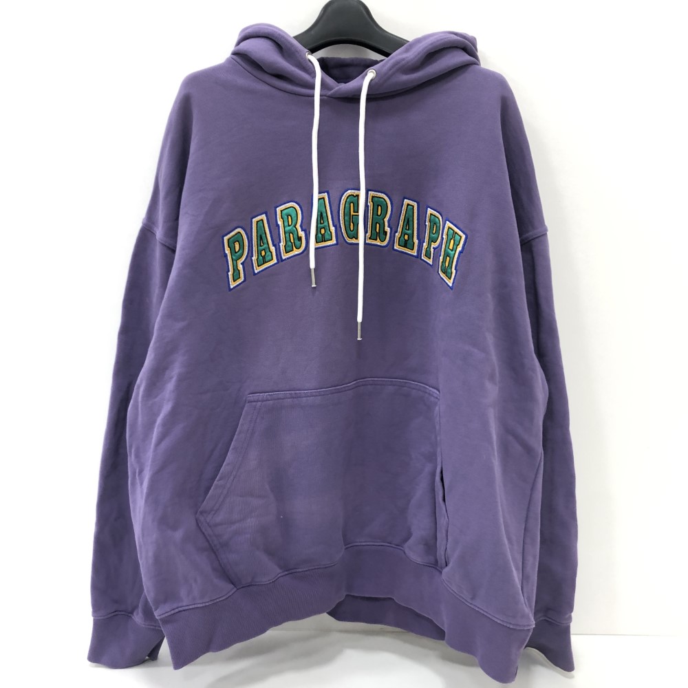 07w2664★ PARAGRAPH パラグラフ ロゴ刺繍プルオーバーパーカー パープル NO.34 フリーサイズ【中古品】